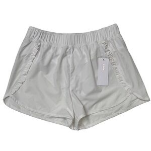 {Yogalicious} "Ever After Running Short" White Ruffle Trim Athletic Gym Mini
